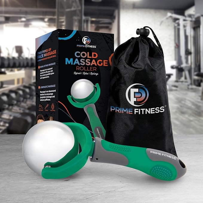 PRIME Fitness Cold Massage Roller Ball | Cold Therapy | Ice Roller Ball with Handle | cryo Stick | Relieve Muscle Pain (Green)