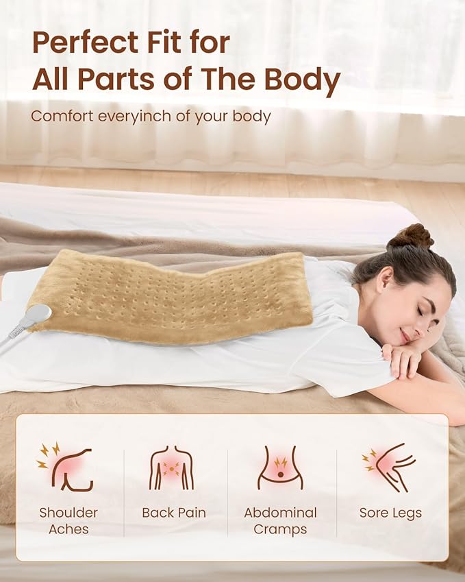 RENPHO Heating Pad for Back Pain & Cramps Relief, Hsa Store Eligible Items, Heat Pad for Knee and Leg, Mothers Day Gifts for Mom Wife, Auto Shut Off, ETL Certified, 12" x24‘’ Light Yellow
