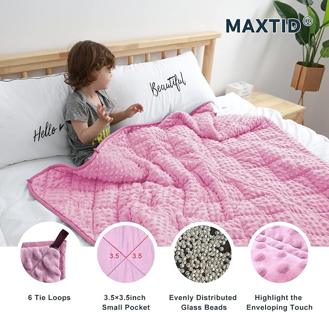 MAXTID Weighted Blanket for Kids Pink 36"x48" Soft Blanket Kids Pink Blanket