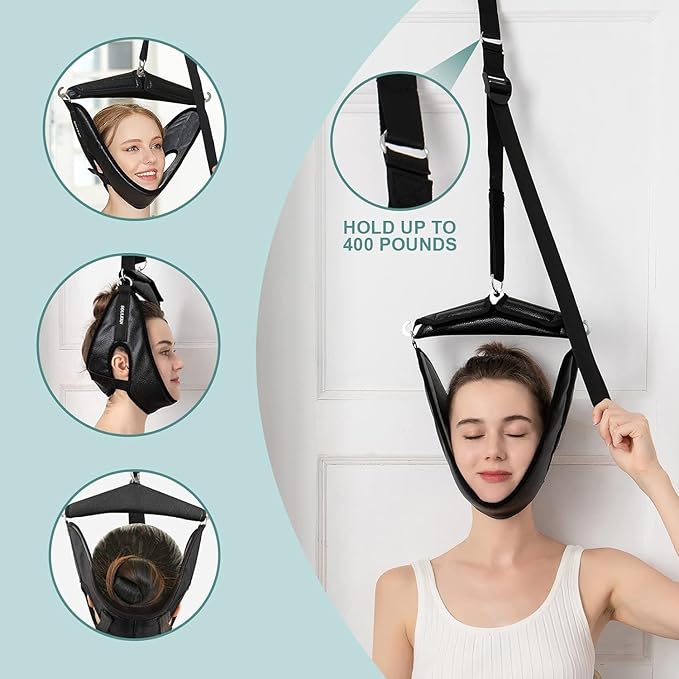Neck Stretcher Cervical Traction Device for Home Use - Over The Door Cervical Neck Traction Device for Decompression Home Physical Therapy, Portable Neck Traction Device for Neck Pain