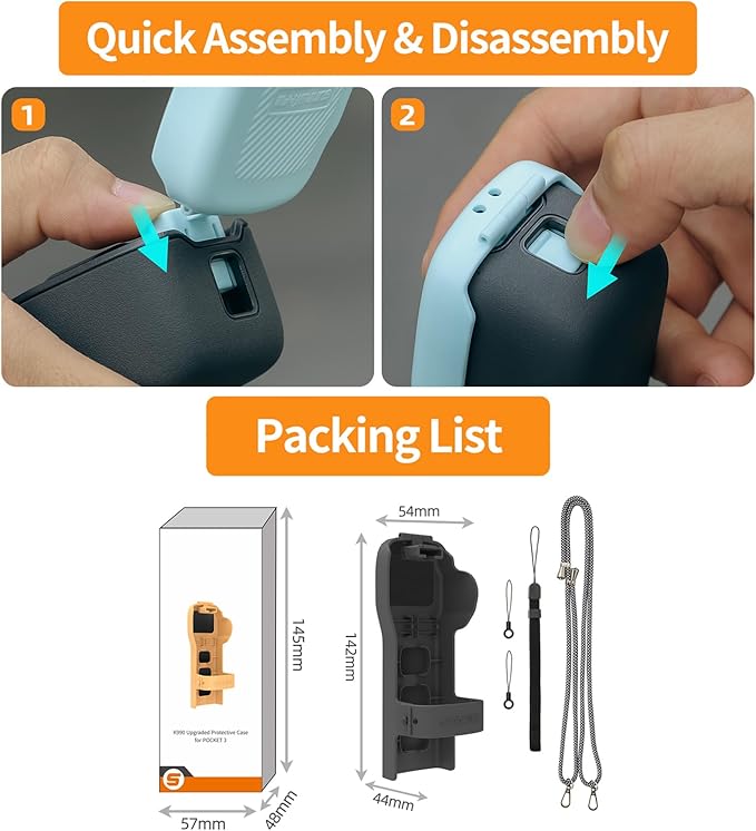 Cover Case for DJI Osmo Pocket 3 Accessories, Pocket 3 Gimbal/Lens/Screen Protector, with 3 CPL/ND Filters/SD Cards Storage Slots (Yellow)