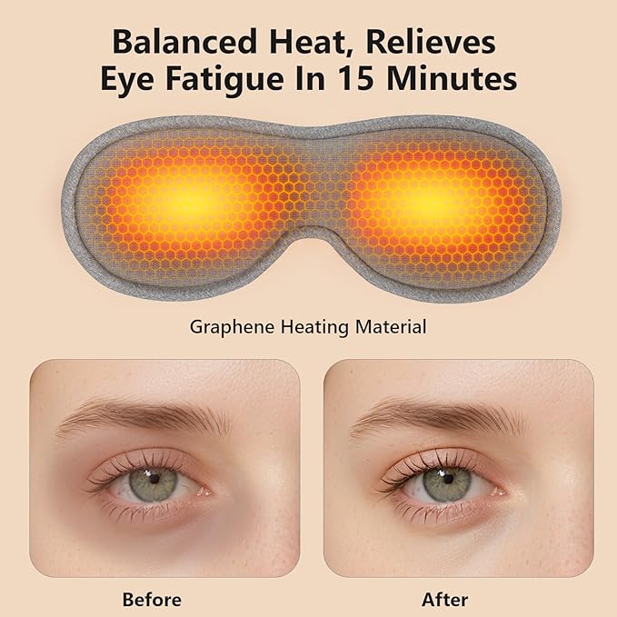 Cordless Heated Eye Masks for Dry Eyes|Eyes Fatigue|Warm Eye Compress and Improved Sleep,Buit-in 1000mAh Battery, 3-Speed Temperature,Detachable Cleaning,Replaceable Shell,Gift(Blue)