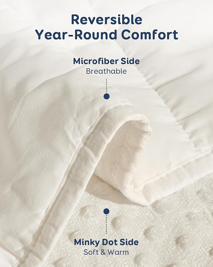 Kivik 20lbs Weighted Blanket for Adults, 20 Pounds Weight Washable Blankets, Soft Minky Heavy Throw, Cooling & Breathable Queen Size Comforter, Sleep Calm Gifts for Woman Men, 60 x 80 Inches, White