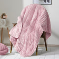 Wemore Fleece Weighted Blanket for Adults (60" x 80" 20lbs, Pink), Dual Sided Cozy Soft Sherpa Heavy Blanket, 3D Imitation Turtle Shell Warm Jacquard Flannel Weighted Blankets for Couch and Bed