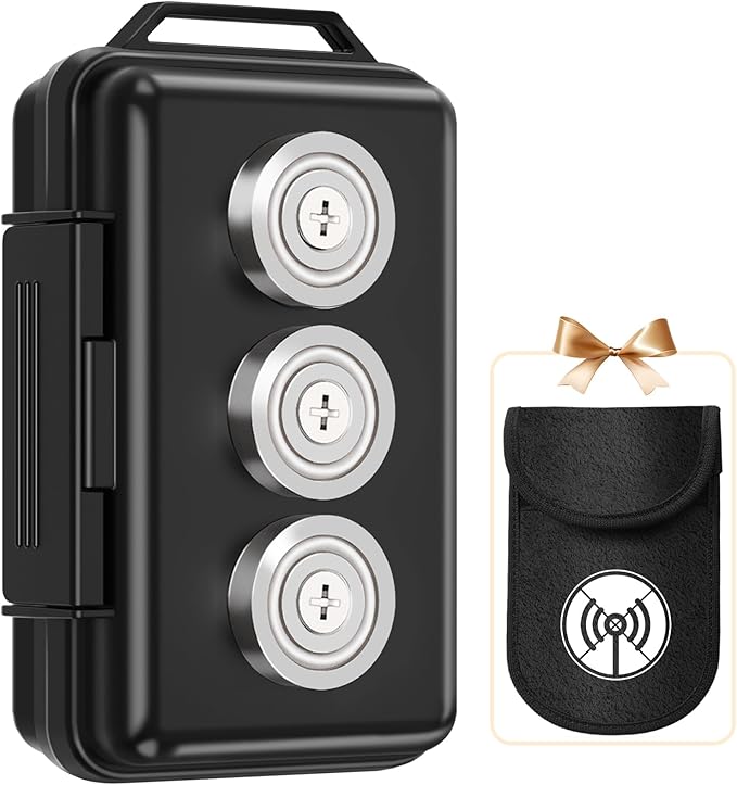 Yimaut Upgraded Magnetic Key Holder Under Car, Hide a Key Outside With Faraday Bag, Waterproof Magnetic Key Box for Under Car, Hide a Key Magnetic Car, Magnetic Storage Box