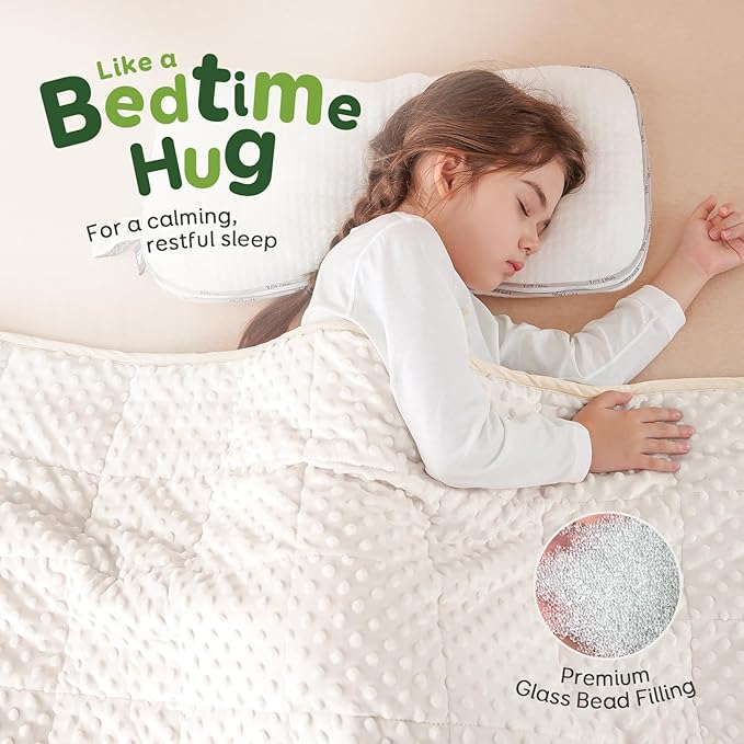 Sivio Weighted Blanket 5lbs, 36 x 48inches, Soft and Cozy Cooling Heavy Blanket for All-Season, Calm Sleeping and Nap, Suit for Car, School and Home, Machine Washable, White