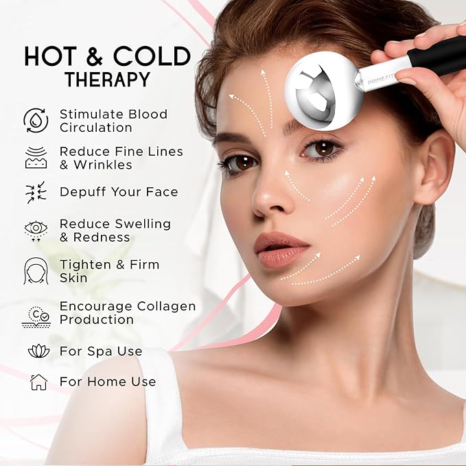 Ice Globes for Facials | Unbreakable Steel Cooling Roller | Cryo Sticks for Face | Massager for Face Neck & Eyes | Skin Care for Dark Circles, Puffiness, Wrinkles, Collagen Production (Black)