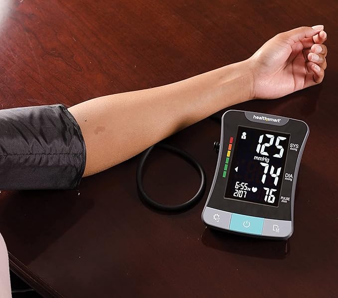 HealthSmart Digital Premium Blood Pressure Monitor with Automatic Upper Arm Cuff that Displays Blood Pressure, Pulse Rate and Irregular Heartbeat, Stores up to 120 Readings for 2 Users