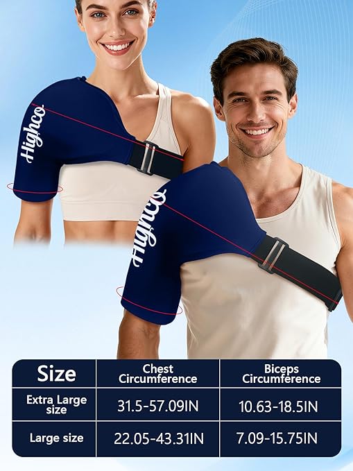 Shoulder Ice Pack Wrap for Rotator Cuff and Arm,Reusable Compression Cold Brace for Pain Relief & Muscle Relaxation,Tendonitis,Swelling,Discomfort After Surgery,Hot &Cold Therapy Ice Pack for Shoulder (Large-Navy blue)