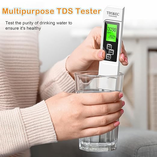 4 in 1 TDS Meter Digital Water Tester, Water Distiller, Water Tester for Drinking Water, PPM Meter with TDS/EC/Temp(°C,°F) Function, for Home, Aquarium, Restaurant, Hand Held