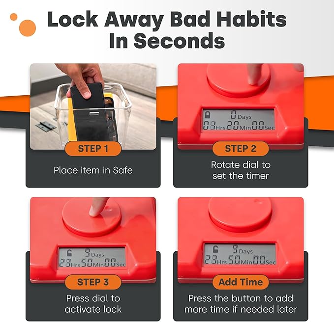Kitchen Safe Time Locking Container (Medium), Timed Lock Box for Cell Phones, Snacks, and other unwanted temptations (Blue Lid + 5.5” White Base with Access Port)