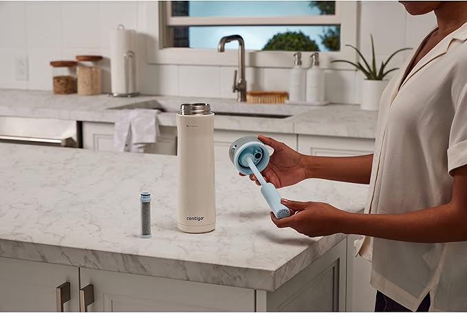 Contigo Wells Chill Stainless Steel Filter Water Bottle with AUTOSPOUT Straw Lid, 24 Oz., Salt