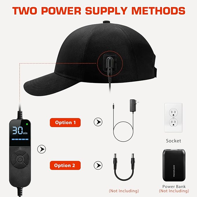 Laser Hair Growth Cap, Red Light Hat, Black