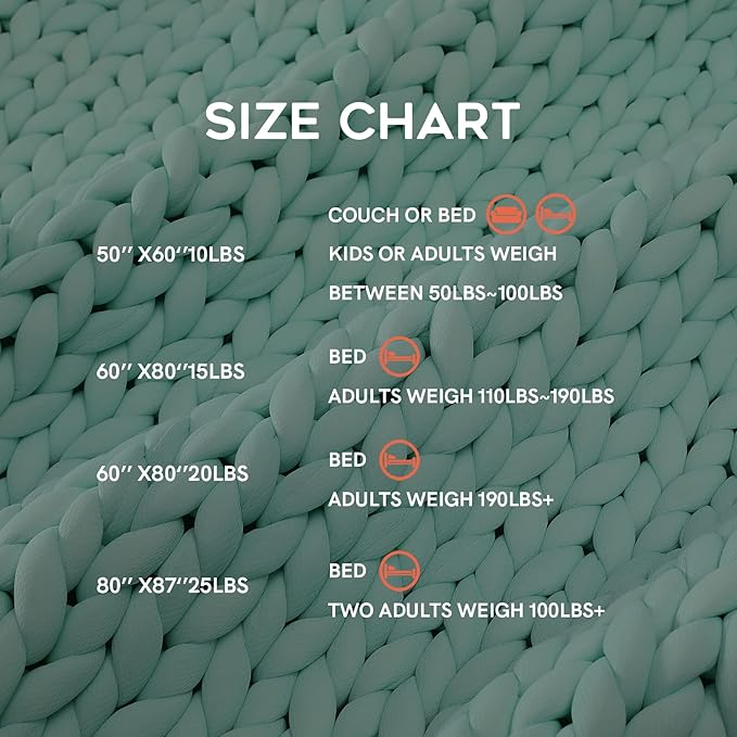 YnM Cooling Weighted Blanket, Handmade Chunky Yarn Knitted Design, Temperature Regulating and Breathable, Machine Washable Throw for Sleep or Home Decor (Menthe Green, 60x80 Inch, 15lbs)