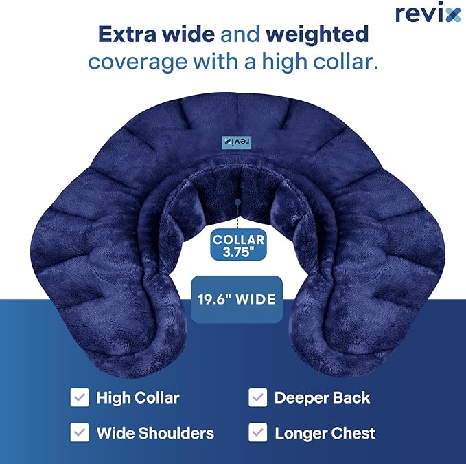 REVIX Neck Warmer Microwavable Heating Pad with Moist Heat, Microwave Heating Pad for Neck Shoulders and Back, Microwavable Heated Wrap, Unscented