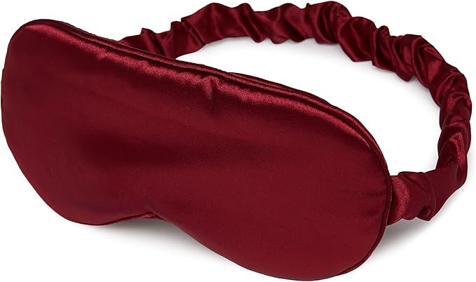 Funky Junque Adjustable Satin Maroon Sleep Mask for Women, Ultra Lightweight Eye Mask for Sleeping, Travel, Meditation - Burgundy