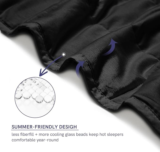 YnM Exclusive 50 lbs Weighted Blanket, Extra Heavy Cotton Bed Blanket for Two Persons, Ideal for Queen or King Bed (88x104 Inches, 50 Pounds, Black)