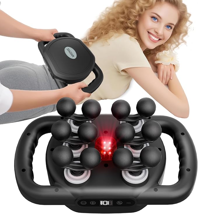 AdamPark 12-Head Deep Tissue Massager Gun, Electric Muscle Massager Handheld Massage Gun with 9 Modes Quiet Massager for Back Pain Full Body Muscle Pain Relief, Ideal Gifts for Women, Men