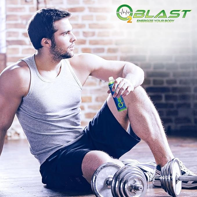 O2 Blast - Portable Oxygen Can, Filled with 99.99% Pure Oxygen with Sanitary flip top Cap for Sports, Travel, and High Altitude Use | On-the-Go Air Support for Hiking and Outdoors – 10L, 6-Pack