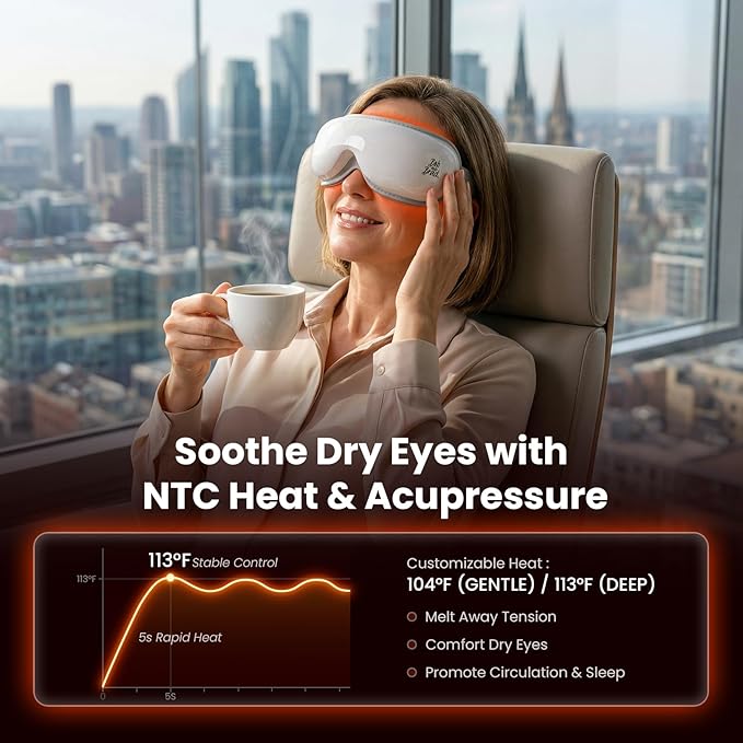 BOB AND BRAD Eye Massager with Heat and Cooling, FSA-HSA Eligible, EyeOasis 3 Heated Eye Massager Mask for Dry Eyes, Migraines, Headaches Relief, Reduce Strain, Improve Sleeping, Mother's Day