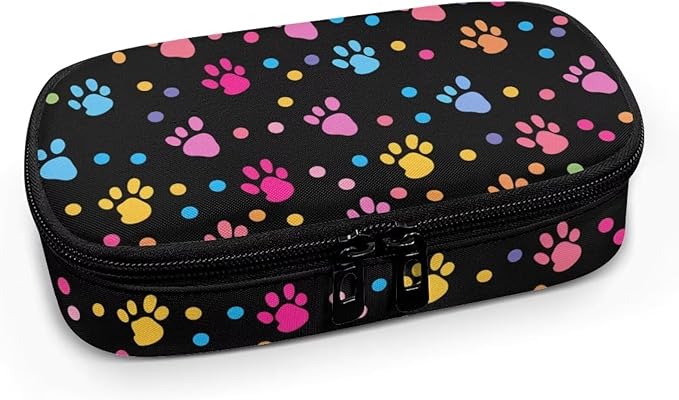 Colorful Dog Paw Insulin Cooler Travel Case Insulated Diabetic Medication Organizer Carrying Bag with Extra Pouch for Insulin Pen and Other Diabetic Supplies, Blood Glucose Monitors