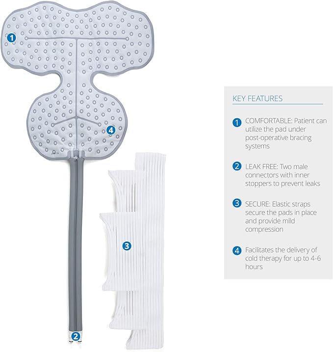 Ossur Cold Rush Cold Therapy Shoulder Pad | Ergonomic Shoulder Ice Pack Wrap for Post-Operative Pain and Swelling | Pads with Hose Connectors and Elastic Straps (Large)