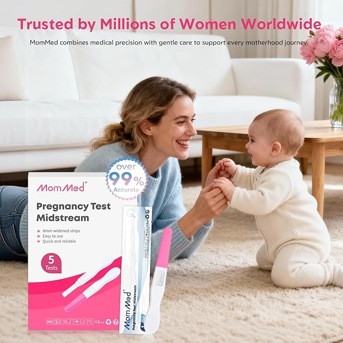 MomMed Pregnancy Test, 5 HCG Home Pregnancy Midstream Test, Accurately Detect Early Pregnancy, High Sensitivity Result for Women Home Testing