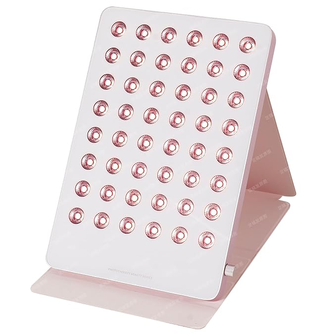 Red Light Therapy Panel for Face & Body - Portable 195 LED 4-in-1 Multi-Wave (415/590/660/850nm) Near Infrared Red Light Therapy Device with Protective Goggles, 10 Phototherapy Modes, Pink