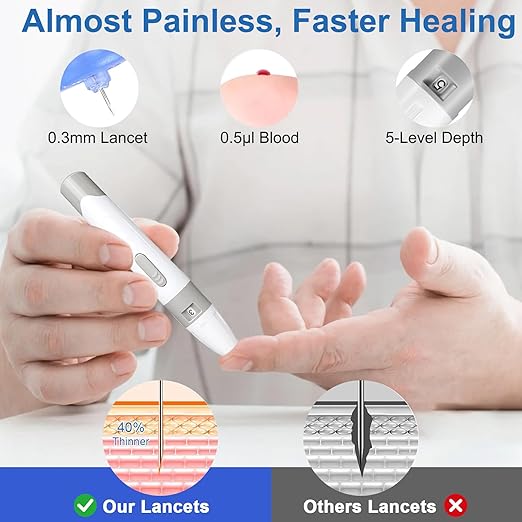 Glucose Monitor Kit, Blood Sugar Monitor with 100 Test Strips & 100 Lancets for Diabetes Testing, High Accuracy Blood Glucose Meter with Auto Eject, No Coding & Large LCD for Seniors, Glucometer Diabetes Testing Kit for Travel & Home Use