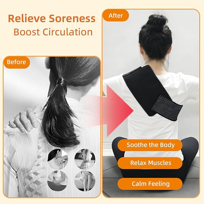 Red Light Therapy Belt 80 Beads, Infrared Heating Belt, 660nm & 850nm, 5 Intensity Levels, Timer, USB Powered Waist Wrap for Back, Belly & Muscle Relief