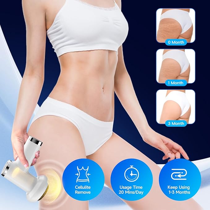 Anti Cellulite Massage Tool, Body Sculpting Machine for Women, Lymphatic Drainage Device with Lipo Roller, Handheld Home Use for Belly Fat, Stomach, Thighs & Buttocks Sculpting (White)