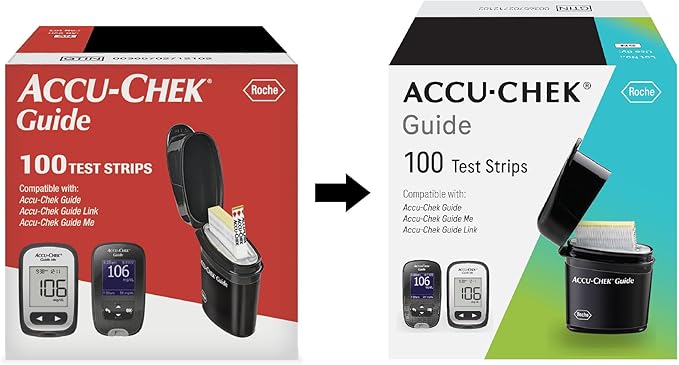 Accu-Chek Guide Glucose Test Strips for Diabetic Blood Sugar Testing (Pack of 100)