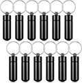 Patelai 12 Pcs Portable Keychain Pill Holder Mini Pocket Pill Case for Men Women Aluminum Geocache Containers Waterproof Metal Medicine Bottle Organizer for Outdoor Camping Travel(Black)