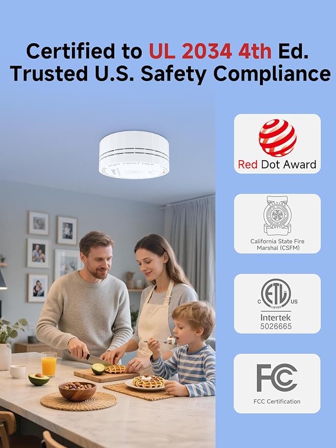 HEIMAN Smart Carbon Monoxide Detector, Wi-Fi Nano CO Alarm, ETL Listed Real-Time Push Notifications Battery Powered, Test-Reset Button, 2034 Standards, 10-Year Figaro Sensor, Portable for Trave