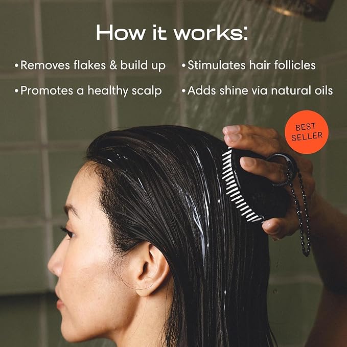 Jupiter Scalp Exfoliator - Scalp Massager Tool for Wet & Dry Hair - Ergonomic Detangler Brush - Dandruff Comb & Scrub to Remove Dandruff & Buildup and Support Circulation - Yellow