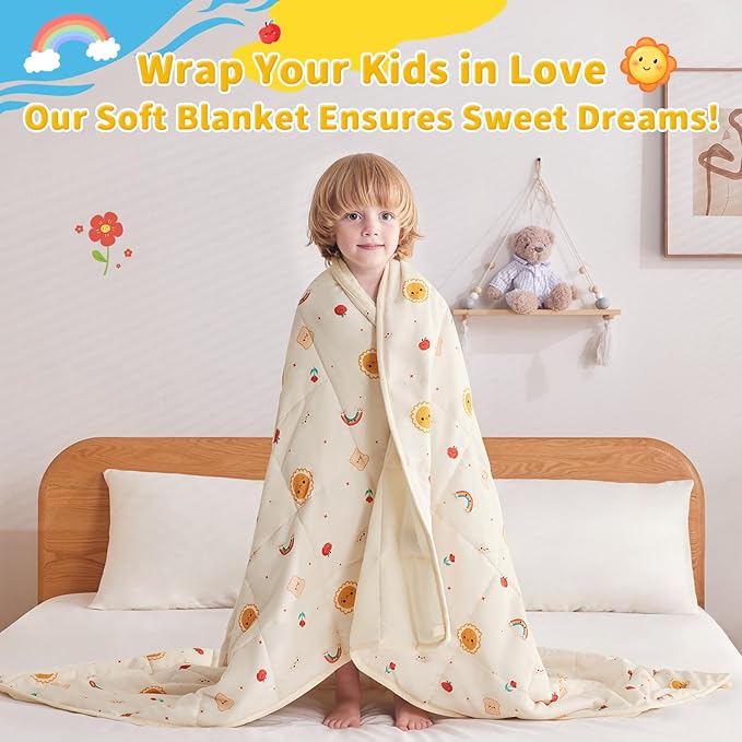 anfie Weighted Blanket Kids(48"x72" 10lbs) Weighted Blanket Cooling Blanket for Sleeping,Throw Size Breathable Blanket with Premium Glass Bead(Beige Sun)