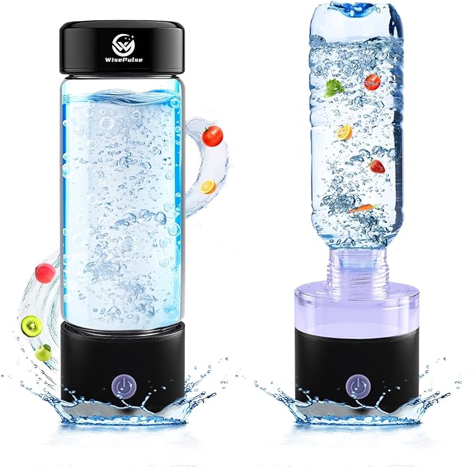 Hydrogen Water Bottle: 4500+ PPB Molecular Hydrogen Infusion - SPE/PEM Technology, 15OZ Hydrogen Water Bottle Glass Portable Rechargeable, Sports,Gym, Outdoor Travel