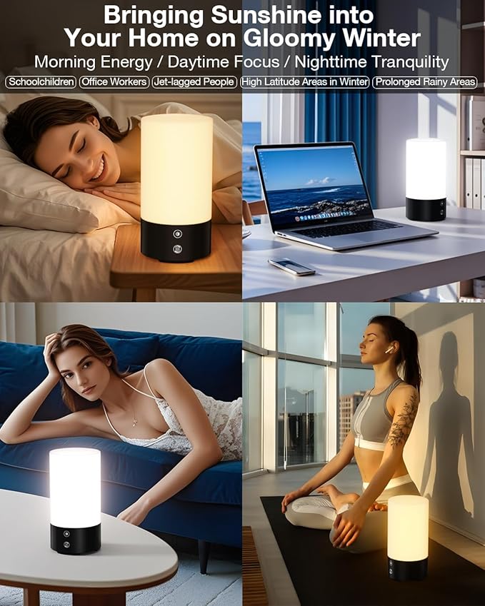 Light Therapy Lamp 10000 Lux Sun Lamp, UV-Free with 3 Color Temperatures, 4 Brightness & Timer, Remote Control, Sunlight for Home, Office, Shift Worker