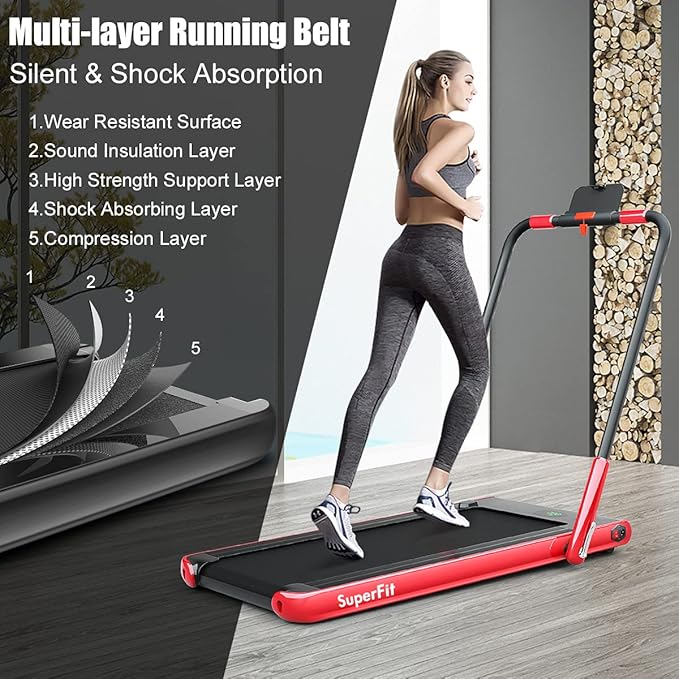 GYMAX Walking Pad, Foldable Under Desk Treadmill with LED Monitor, Remote Control, Smart App Control, Folding Portable Desk Treadmill for Office Standing Desk, Home Office Treadmill