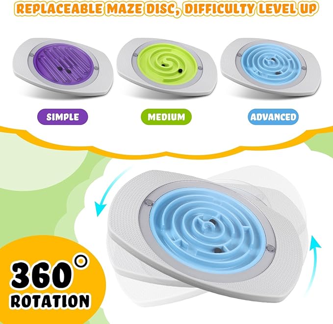 Balance Board with Maze for Kids, 20 Inch Labyrinth Wobble Board with 2 Balls & 3 Replacement Labyrinth Disks Plastic Rocking Seesaw Sensory Training for Boys Girls Indoor Outdoor