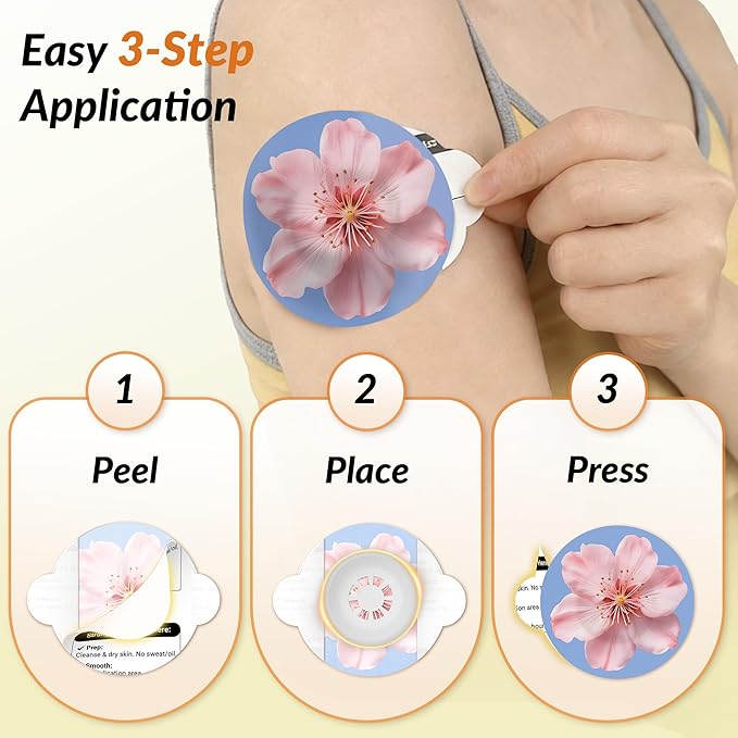 Libre 3 Sensor Covers Waterproof Floral, Amolyfe 10 Pack Libre 3 & Plus Sensor Covers, Bump-Proof with Hard Cap, Easy-Peel Tab Patches for Free Style Glucose Sensor, 14-Day Protection (Bloom)