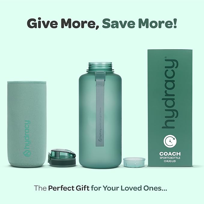 Hydracy Water Bottle with Time Marker -Large BPA Free Water Bottle & No Sweat Sleeve -Leak Proof Gym Bottle with Fruit Infuser Strainer & Times to Drink -Ideal for Fitness Sports & Outdoors