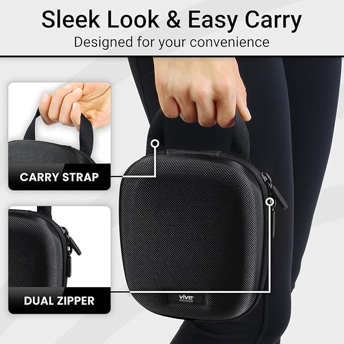 Vive Precision Blood Pressure Monitor Case - Hard Carrying Medical Travel Storage Bag - Universally Compatible Portable BPM Cuff, Health Accessories Pouch Replacement with Carrying Strap - Shockproof