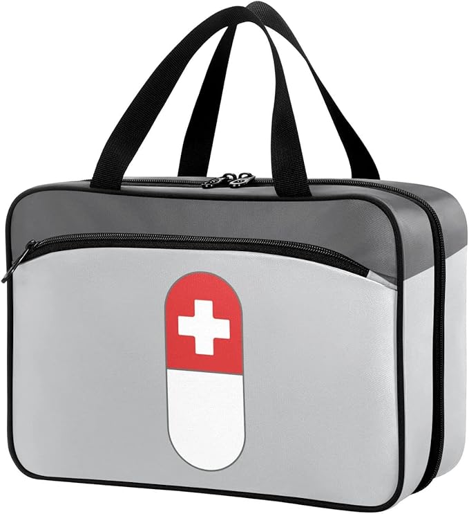 Naanle Pill Organizer Bag Travel Pill Bottle Medicine Organizer Home Storage Medication Bag for Vitamin Supplements, Pill with Cross Empty First Aid Bag for Camping Car, 1.0 Count