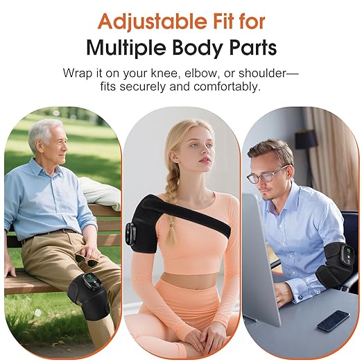 Cordless Knee Massager with Heat and Red Light, Knee Heating Pad for Knee Pain, Knee Massager for Pain Relief, 3 Heat Levels, 3 Massage Modes, 5000mAh Battery