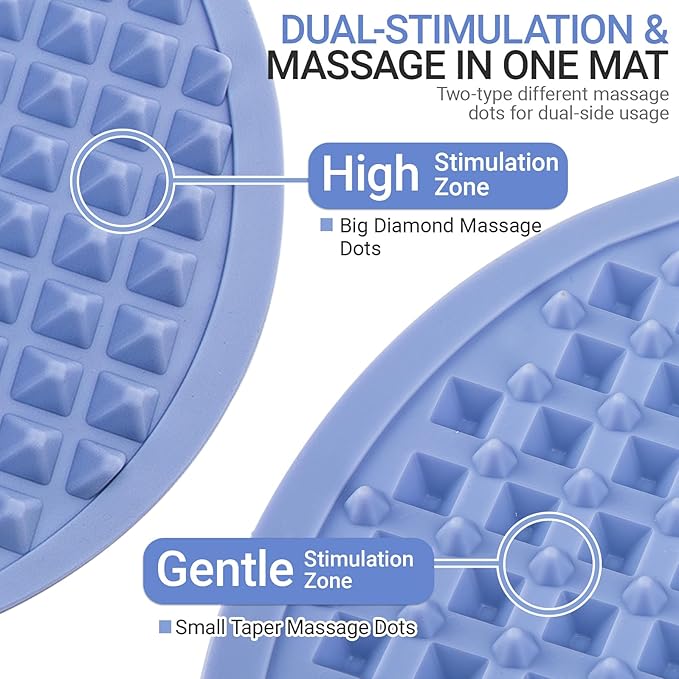 Upgrade Silicone Foot Massage Mat with Dual-Side Usage, Large Reflexology Mat for Feet Relaxation, Foldable Foot Acupressure Mat, Portable Standing Desk Mat for Pain, Fatigue Relief(Blue-XL)