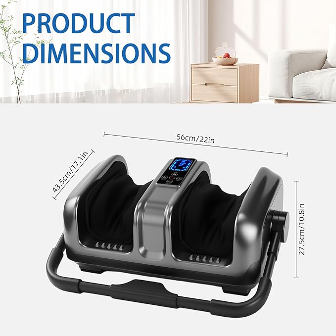 Foot Massager with Heat, Deep Kneading Electric Feet Massager with Remote Control, Calf Ankle Leg Relaxation Machine for Home & Office, Gift for Women & Men