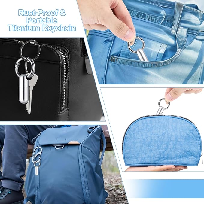 Small Pill Case Keychain Portable Waterproof Titanium Pocket Pill Organizer Tiny Pill Holder Bottle Carabiner Clip Pill Holder Bottle for Outdoor Camping Travel Purse