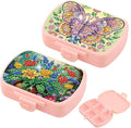 C'eitura 2pcs DIY Flower & Butterfly Diamond Art Painting Pink Pill Organizer with 6 Lid Detachable Compartments, Fun DIY Craft Project for Adults, Elegant Pill Case for Purse & Travel