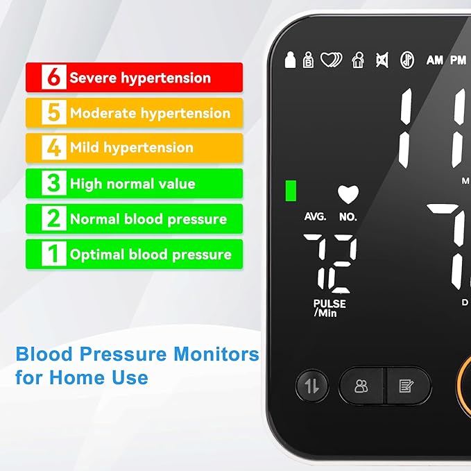 Blood Pressure Monitor Upper Arm - Bluetooth iOS & Android Compatible One-Button Operation Voice Broadcast Large LED Display Backlit 2x120 Memory Adjustable Cuff 8.7"-16.5" with Storage Bag Black